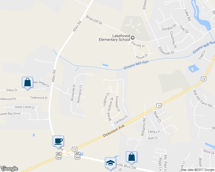 map of restaurants, bars, coffee shops, grocery stores, and more near 2005 Croyden Circle in Greenville