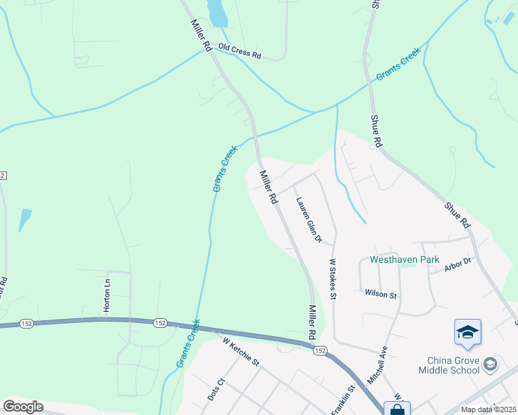 map of restaurants, bars, coffee shops, grocery stores, and more near 670 Miller Road in China Grove