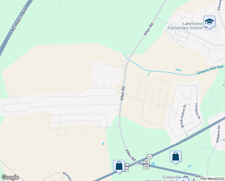 map of restaurants, bars, coffee shops, grocery stores, and more near 1405 Egan Court in Greenville