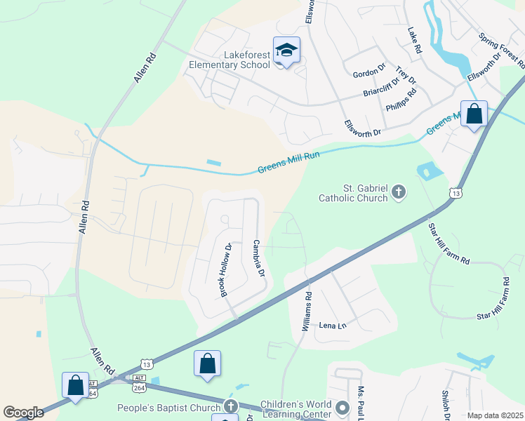 map of restaurants, bars, coffee shops, grocery stores, and more near 1924 Cambria Drive in Greenville