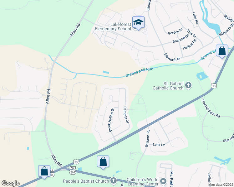 map of restaurants, bars, coffee shops, grocery stores, and more near 1865 Cambria Drive in Greenville