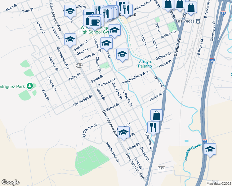 map of restaurants, bars, coffee shops, grocery stores, and more near 901 South Pacific Street in Las Vegas