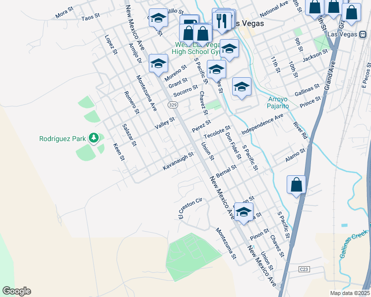 map of restaurants, bars, coffee shops, grocery stores, and more near 1011 New Mexico Avenue in Las Vegas