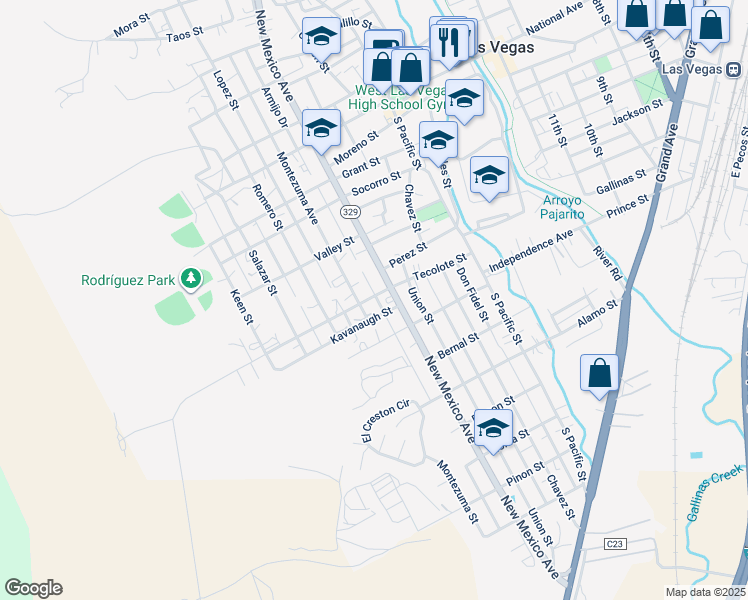 map of restaurants, bars, coffee shops, grocery stores, and more near 1011 New Mexico Avenue in Las Vegas