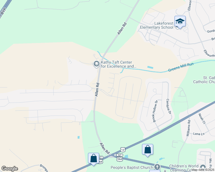 map of restaurants, bars, coffee shops, grocery stores, and more near 2120 Flagstone Court in Greenville
