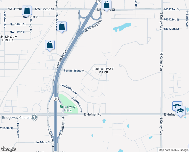 map of restaurants, bars, coffee shops, grocery stores, and more near 400 Vail Circle in Oklahoma City