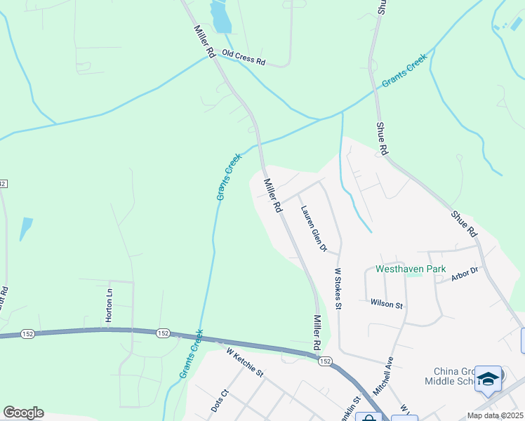 map of restaurants, bars, coffee shops, grocery stores, and more near Miller Road in China Grove