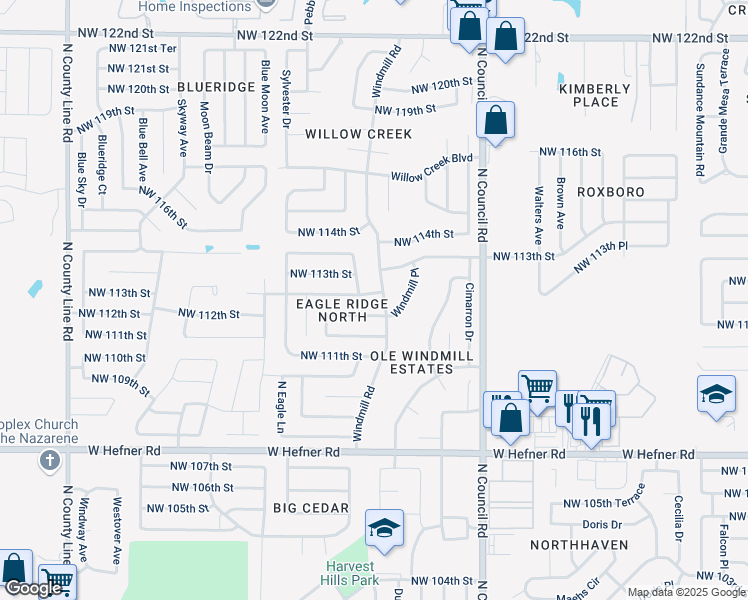 map of restaurants, bars, coffee shops, grocery stores, and more near 8220 Northwest 112th Terrace in Oklahoma City