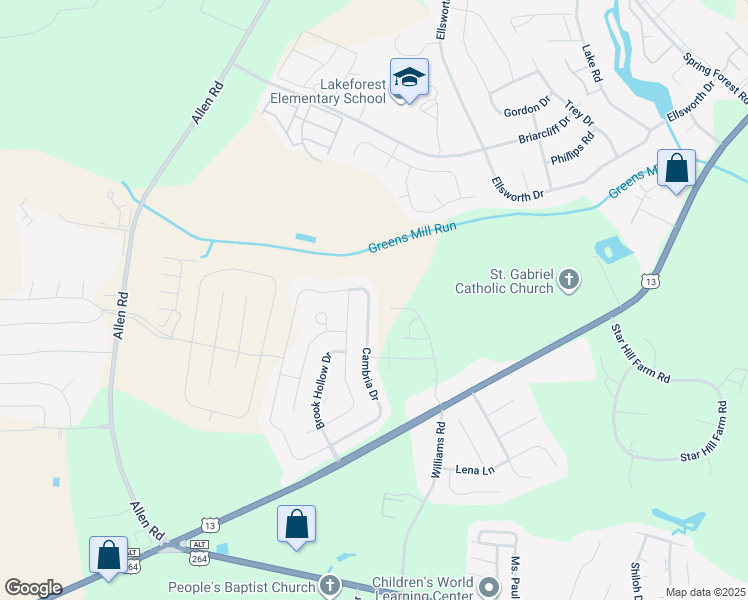 map of restaurants, bars, coffee shops, grocery stores, and more near 1912 Cambria Drive in Greenville