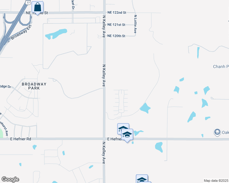map of restaurants, bars, coffee shops, grocery stores, and more near 11350 Paradise In Drive in Oklahoma City