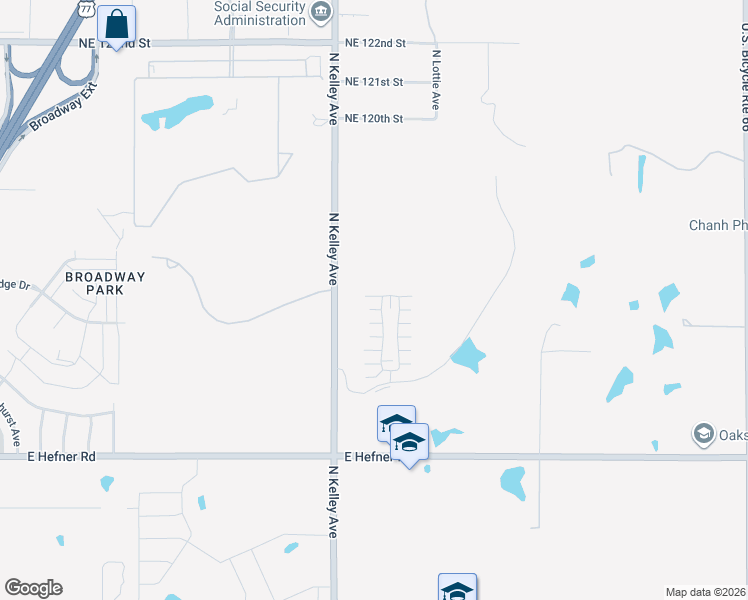 map of restaurants, bars, coffee shops, grocery stores, and more near 11350 Paradise In Drive in Oklahoma City