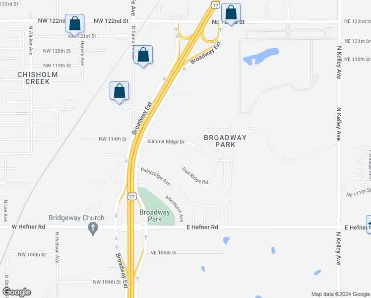 map of restaurants, bars, coffee shops, grocery stores, and more near 300 Summit Ridge Drive in Oklahoma City