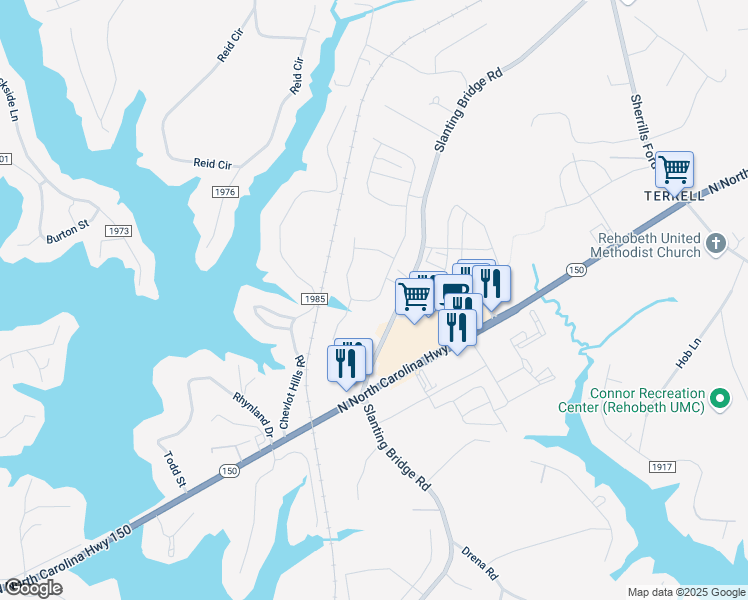 map of restaurants, bars, coffee shops, grocery stores, and more near 3916 Norman View Drive in Sherrills Ford