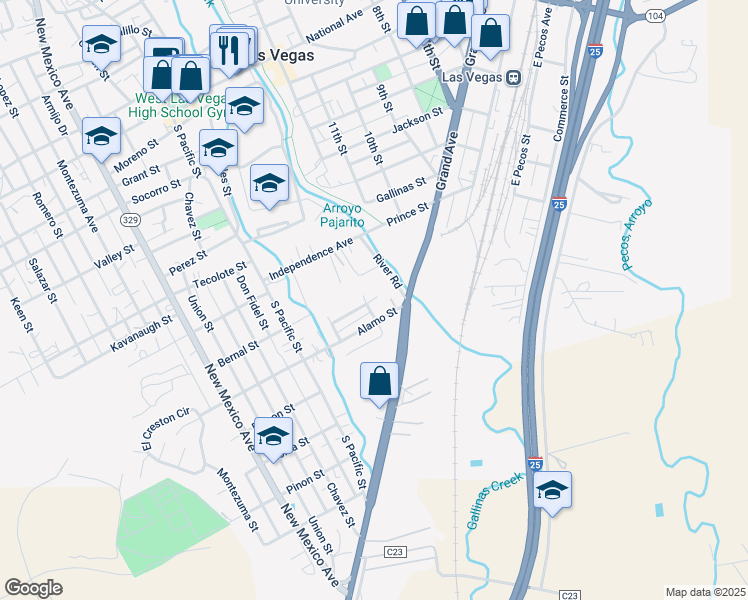 map of restaurants, bars, coffee shops, grocery stores, and more near 104 Silva Avenue in Las Vegas