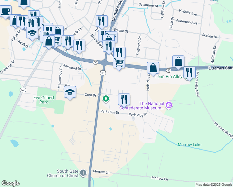 map of restaurants, bars, coffee shops, grocery stores, and more near 2411 Pulaski Highway in Columbia
