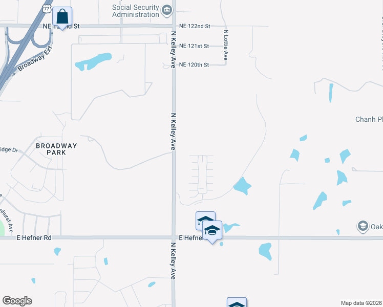 map of restaurants, bars, coffee shops, grocery stores, and more near 11350 Paradise In Drive in Oklahoma City