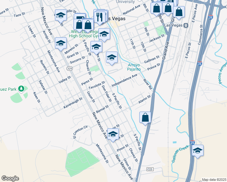 map of restaurants, bars, coffee shops, grocery stores, and more near 832 South Pacific Street in Las Vegas