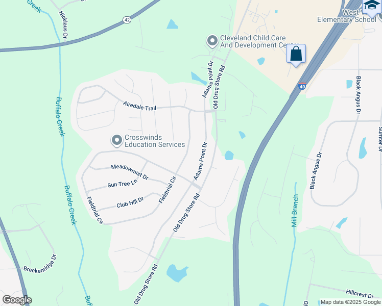 map of restaurants, bars, coffee shops, grocery stores, and more near 120 Sporting Club Drive in Garner