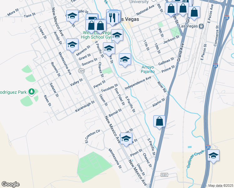 map of restaurants, bars, coffee shops, grocery stores, and more near 901 South Pacific Street in Las Vegas
