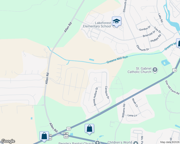 map of restaurants, bars, coffee shops, grocery stores, and more near 1841 Cambria Drive in Greenville