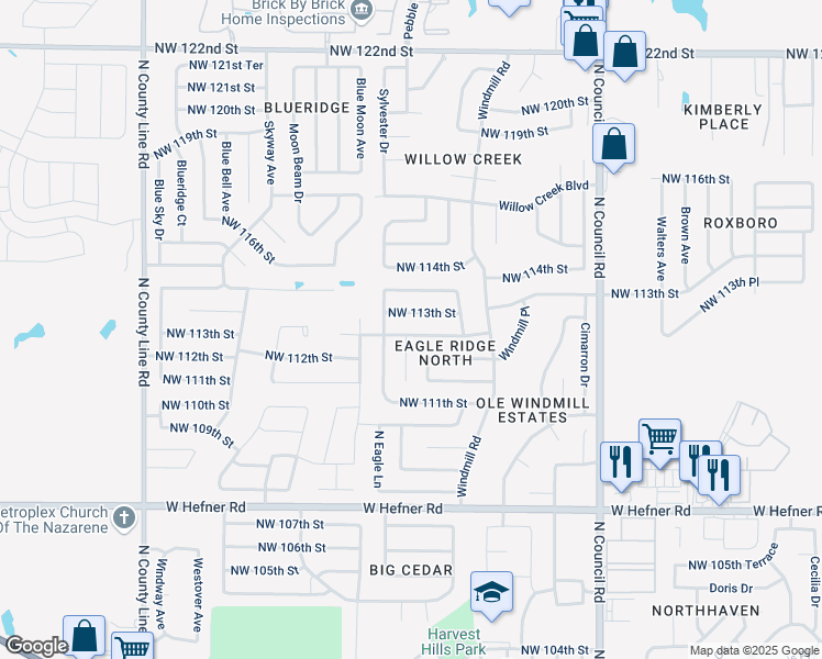 map of restaurants, bars, coffee shops, grocery stores, and more near 8333 Northwest 112th Terrace in Oklahoma City
