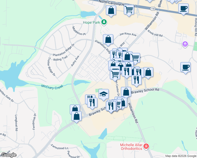 map of restaurants, bars, coffee shops, grocery stores, and more near 113 Capital Avenue in Mooresville