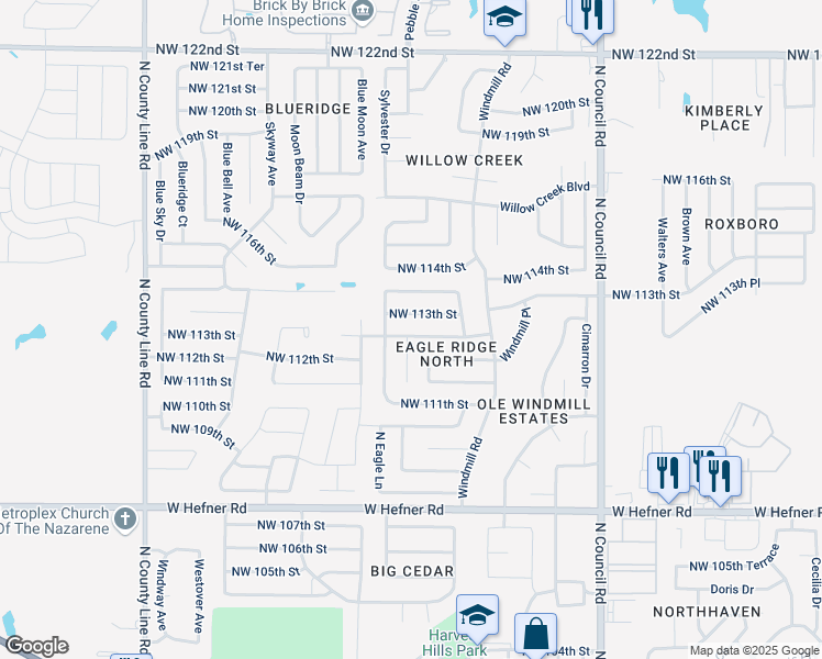 map of restaurants, bars, coffee shops, grocery stores, and more near 8333 Northwest 112th Terrace in Oklahoma City