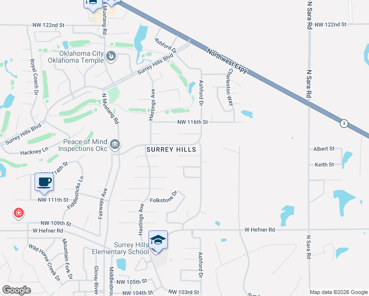 map of restaurants, bars, coffee shops, grocery stores, and more near 11024 Coachmans Road in Yukon