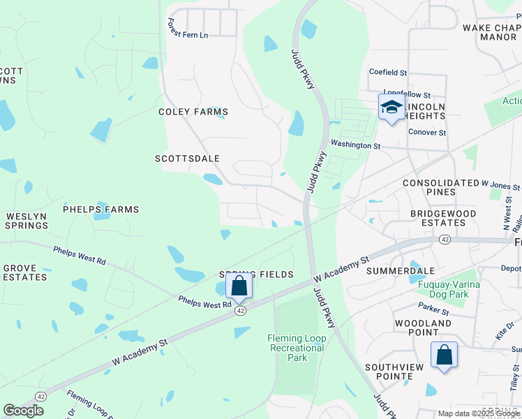 map of restaurants, bars, coffee shops, grocery stores, and more near 1077 Kafka Drive in Fuquay-Varina