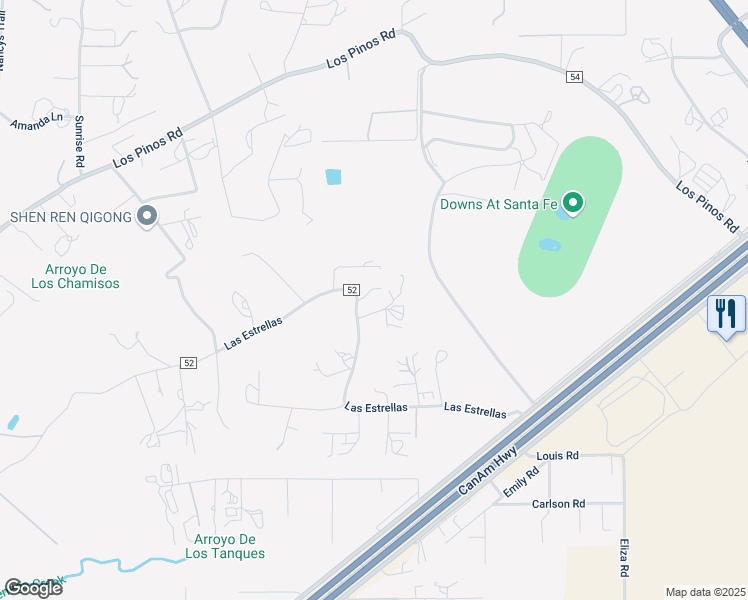 map of restaurants, bars, coffee shops, grocery stores, and more near 69 Las Estrellas in Santa Fe