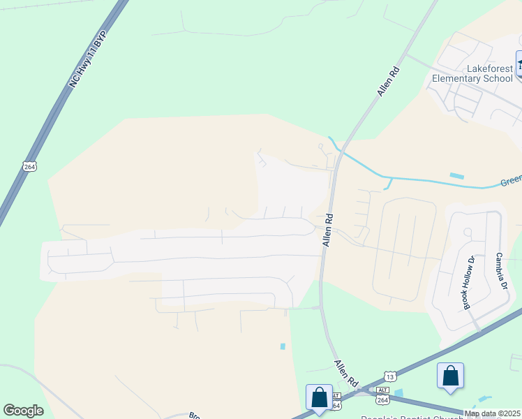 map of restaurants, bars, coffee shops, grocery stores, and more near 1408 Ellery Drive in Greenville