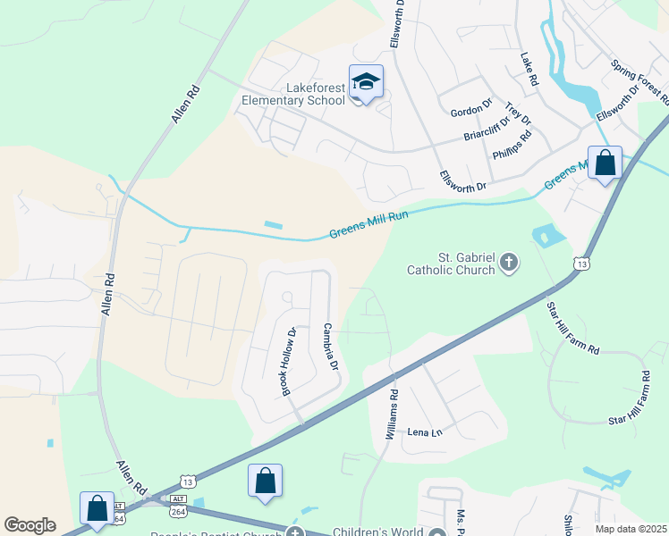 map of restaurants, bars, coffee shops, grocery stores, and more near 1912 Cambria Drive in Greenville
