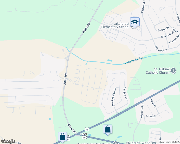 map of restaurants, bars, coffee shops, grocery stores, and more near 2105 Remington Court in Greenville
