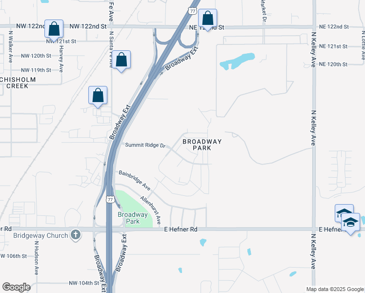 map of restaurants, bars, coffee shops, grocery stores, and more near 400 Vail Circle in Oklahoma City