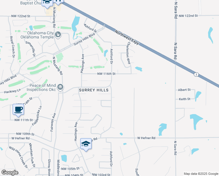 map of restaurants, bars, coffee shops, grocery stores, and more near 11000 Coachmans Road in Yukon