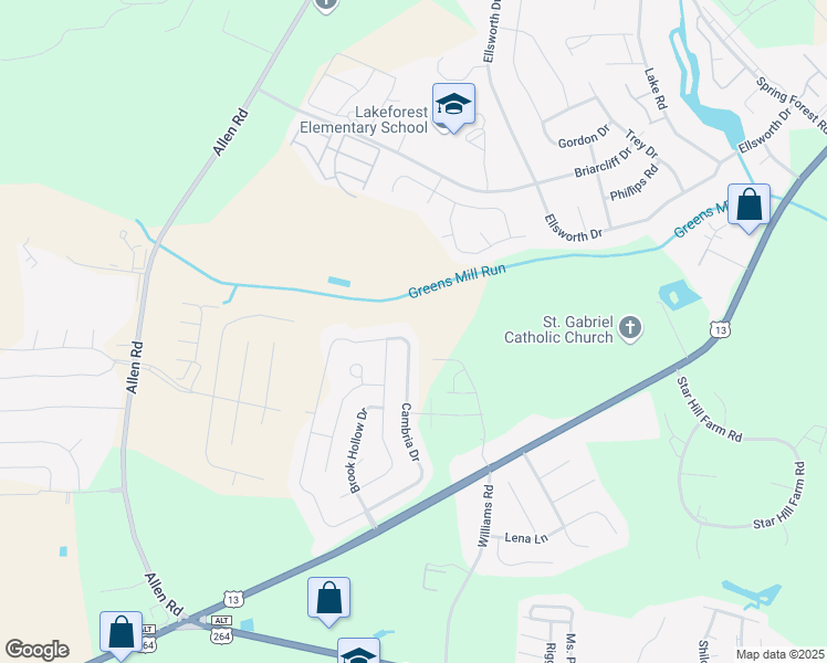 map of restaurants, bars, coffee shops, grocery stores, and more near 1912 Cambria Drive in Greenville