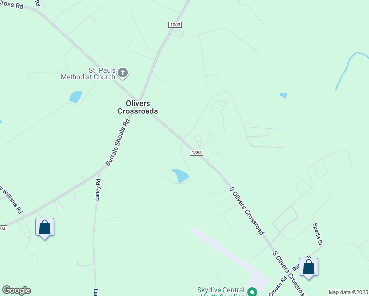 map of restaurants, bars, coffee shops, grocery stores, and more near 3955 South Olivers Crossroad in Newton