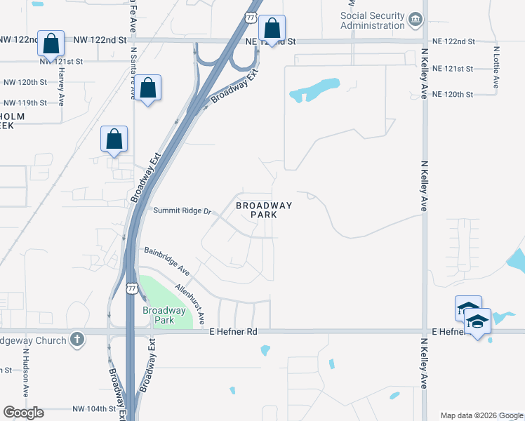 map of restaurants, bars, coffee shops, grocery stores, and more near in Oklahoma City