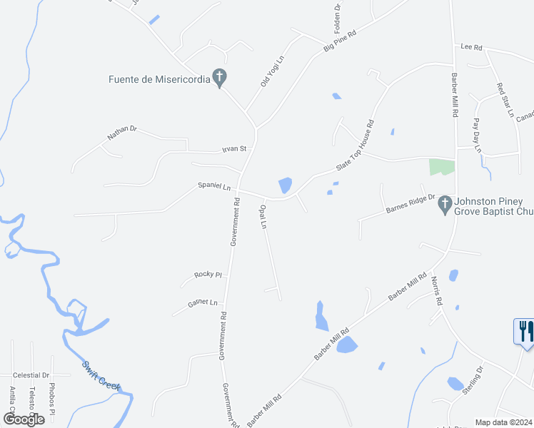 map of restaurants, bars, coffee shops, grocery stores, and more near 59 Opal Lane in Clayton