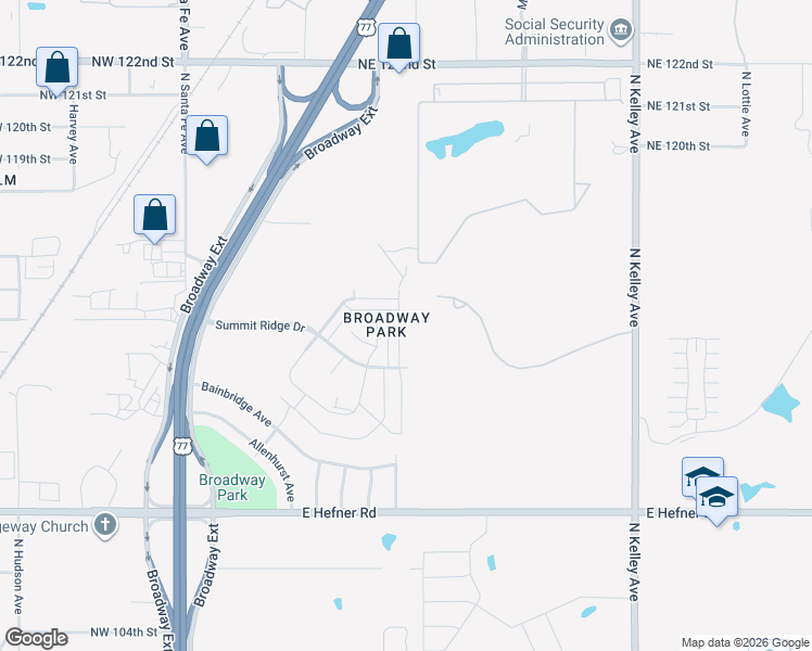 map of restaurants, bars, coffee shops, grocery stores, and more near 11506 North Lincoln Boulevard in Oklahoma City