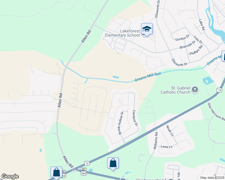 map of restaurants, bars, coffee shops, grocery stores, and more near 1841 Cambria Drive in Greenville