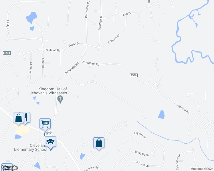 map of restaurants, bars, coffee shops, grocery stores, and more near 233 Chris Court in Garner
