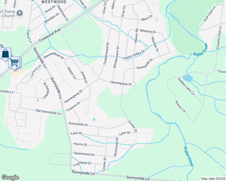 map of restaurants, bars, coffee shops, grocery stores, and more near 1204 Sunnyside Drive in Columbia