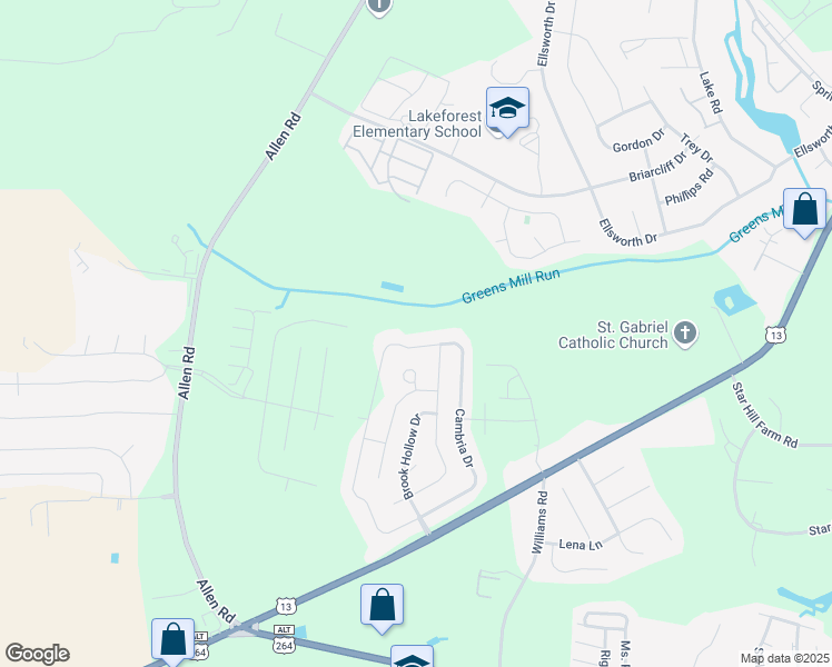 map of restaurants, bars, coffee shops, grocery stores, and more near 1865 Cambria Drive in Greenville