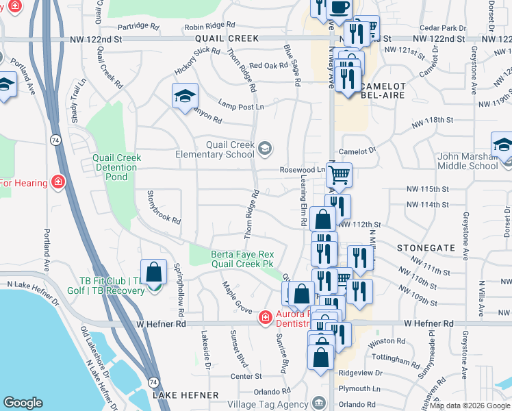 map of restaurants, bars, coffee shops, grocery stores, and more near 3049 Stonybrook Road in Oklahoma City