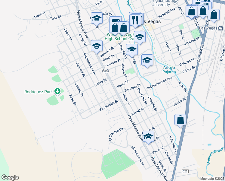 map of restaurants, bars, coffee shops, grocery stores, and more near 1011 New Mexico Avenue in Las Vegas