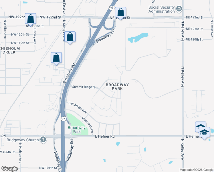 map of restaurants, bars, coffee shops, grocery stores, and more near 400 Vail Circle in Oklahoma City