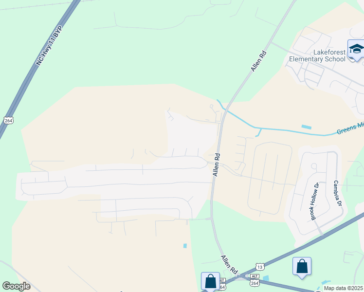 map of restaurants, bars, coffee shops, grocery stores, and more near 1408 Oak Ridge Court in Greenville