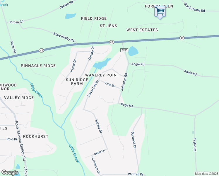 map of restaurants, bars, coffee shops, grocery stores, and more near 95 Line Drive in Raleigh