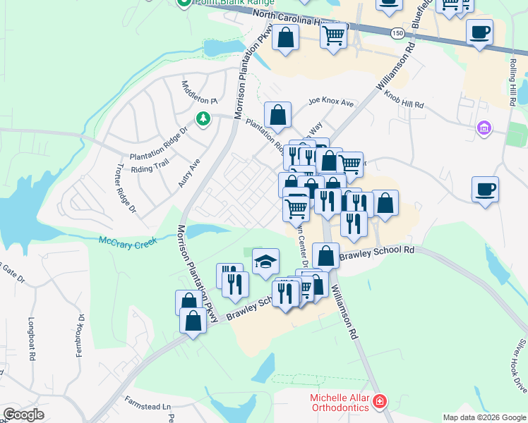 map of restaurants, bars, coffee shops, grocery stores, and more near 113 Capital Avenue in Mooresville